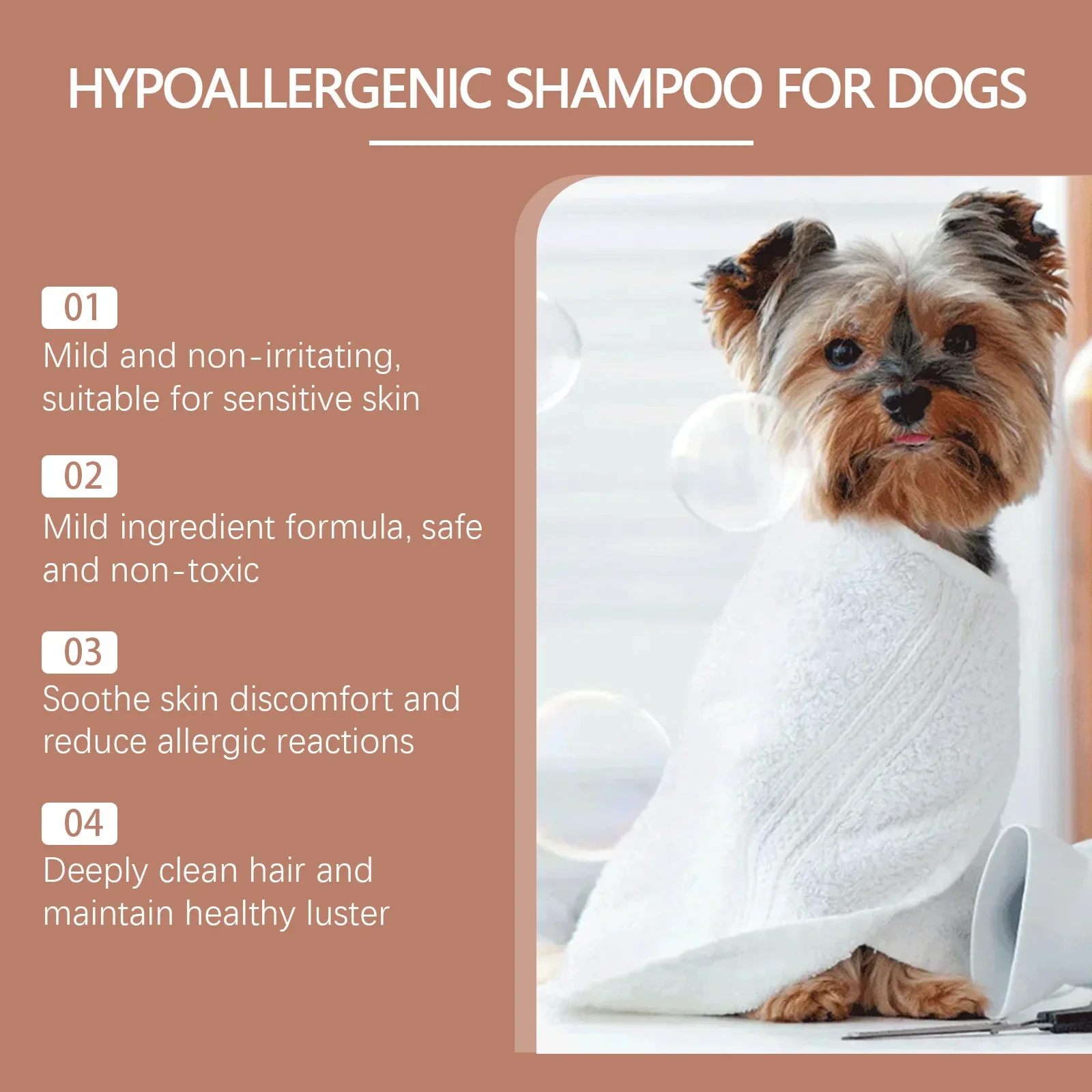 Yegbong Dog Shampoo, Pet Dog Hair Gentle Cleansing Shampoo Moisturizing and Supple Without Knots