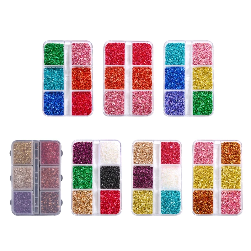 E0BF Multi-color Crushed Glass Stone Resin Fillings Set for DIY Epoxy Resin Mold Irregular Art Decoration Jewelry Kits 40g glass beads colorful crushed stone resin filler diy epoxy resin mold fillings nail art decor crafts crystal epoxy resin tool