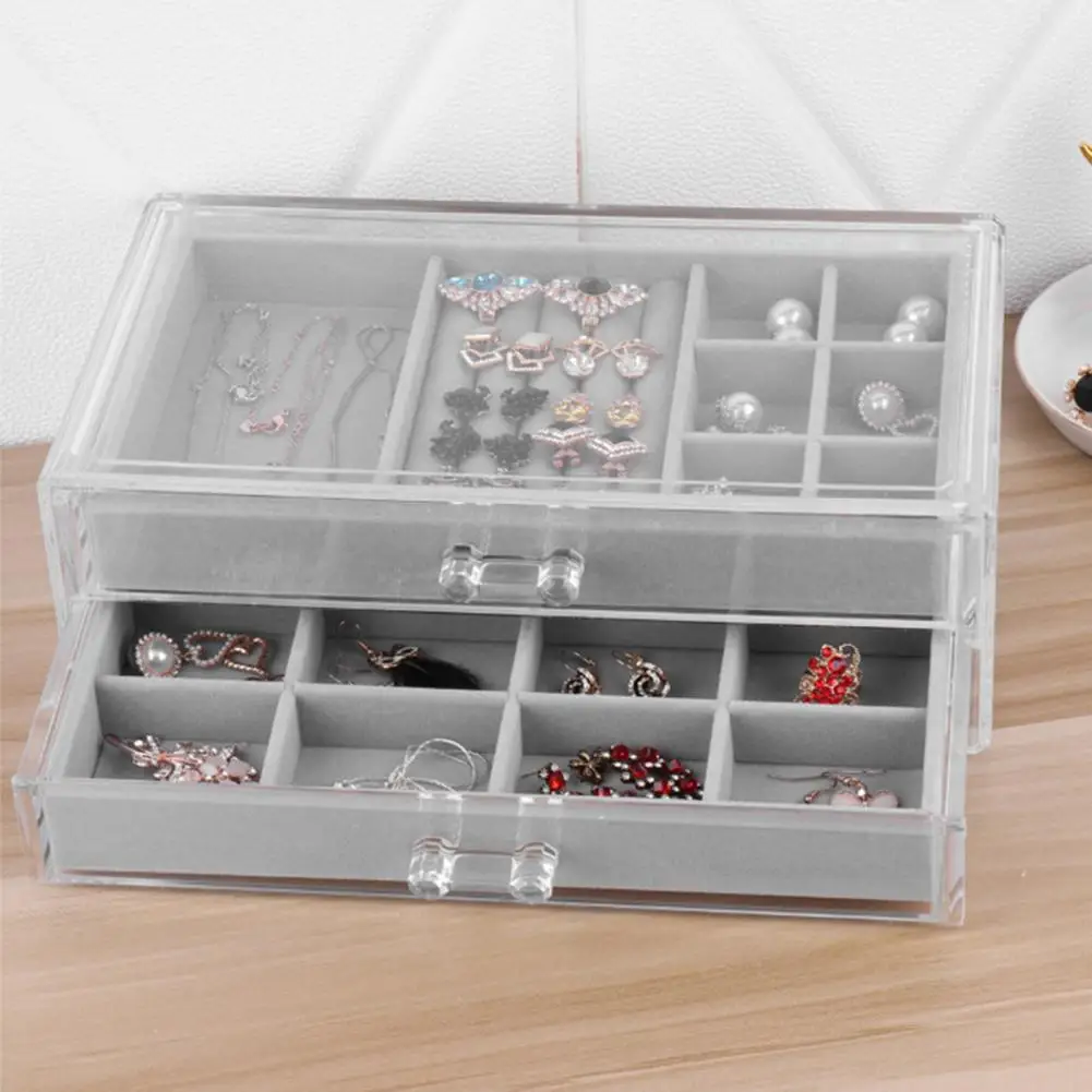 Transparent Jewelry Box Portable Showcase Large Capacity Rings