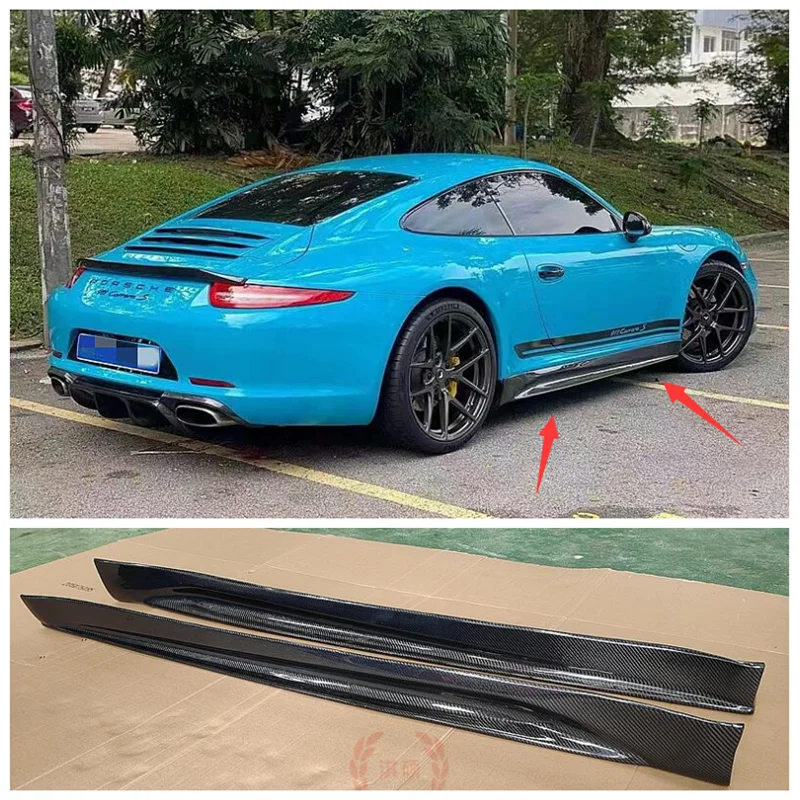 

High Quality Carbon Fiber Bumper Lip Side Skirts Splitters Cover Fits For Porsche 911.1 991 2013 2014 2015 2016