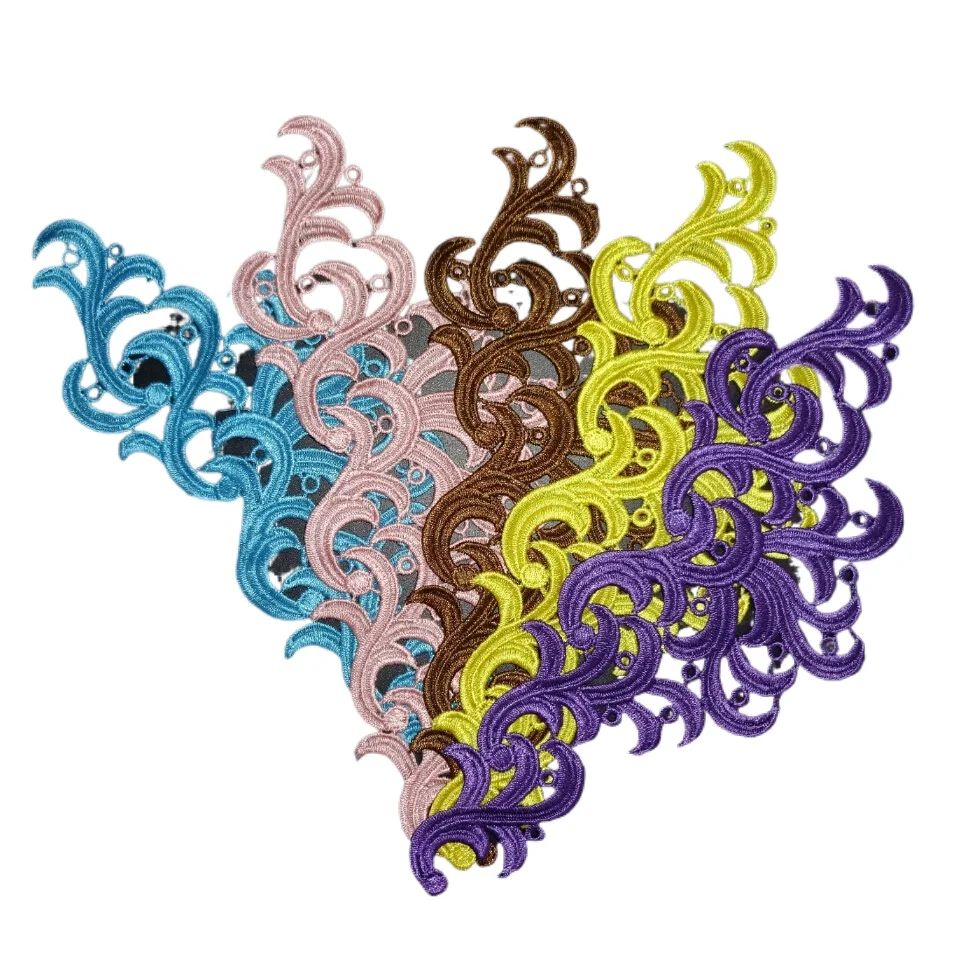 1Pair/ 2pcs colorful flowers white purple black off white gray yellow blue green brown red sewing patch lace applique lace fabric lace sewing accessories lace sewing supplies lace accessories lace garment accessories clothing accessories lace decoration