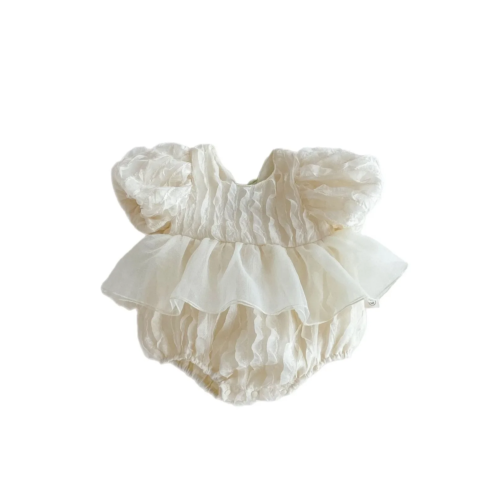 Summer New Sweet Cute Baby Girl Romper with Bubble Sleeves And Lace Backless Harem Skirt Style Infant Clothing Babygown