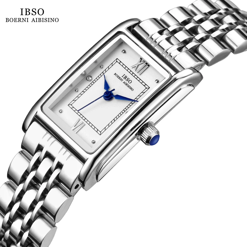 IBSO 2023 New Luxury Women Quartz Watches Stainless Steel Strap Waterproof 3ATM Watch Ladies