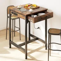24 Inch Bar Table with Power Outlets, Bar Height Table with Storage, Counter Height Bar Table, High Top Kitchen & Dining 1