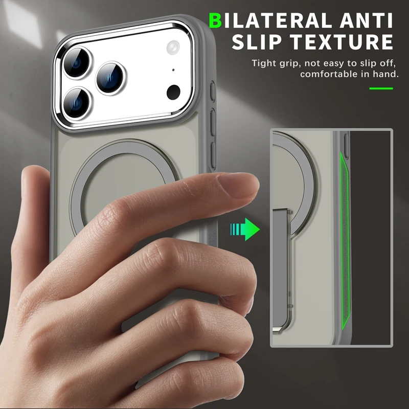 Magnetic Folding Stand Matte Bumper Phone Case with Magsafe Compatibility