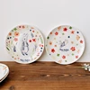 Rabbit and Flowers Dinner Plate for Dessert Cake, Cartoon Ceramic Decorative Plate, Kitchen Utensils, Crockery 2