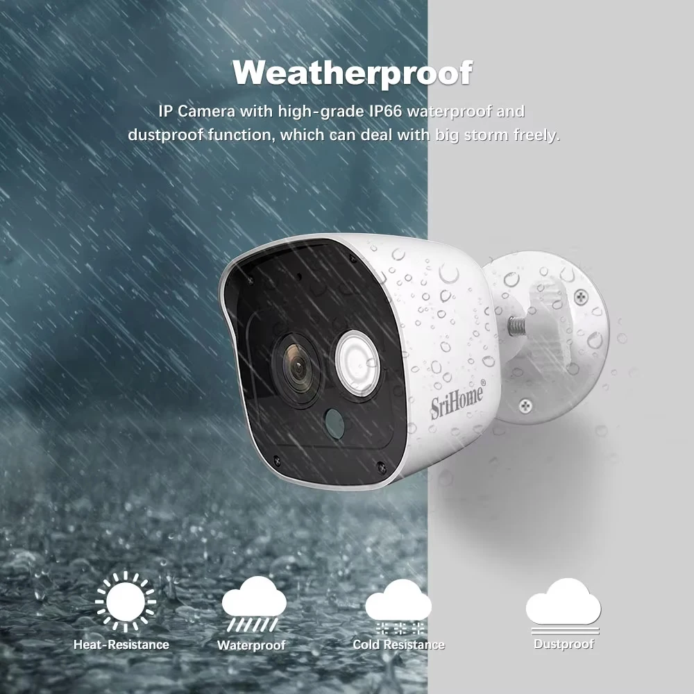 SriHome 3MP FHD camera wifi camera de surveillance security wireless camera IP66 waterproof for home AI Motion Detection SH029 5