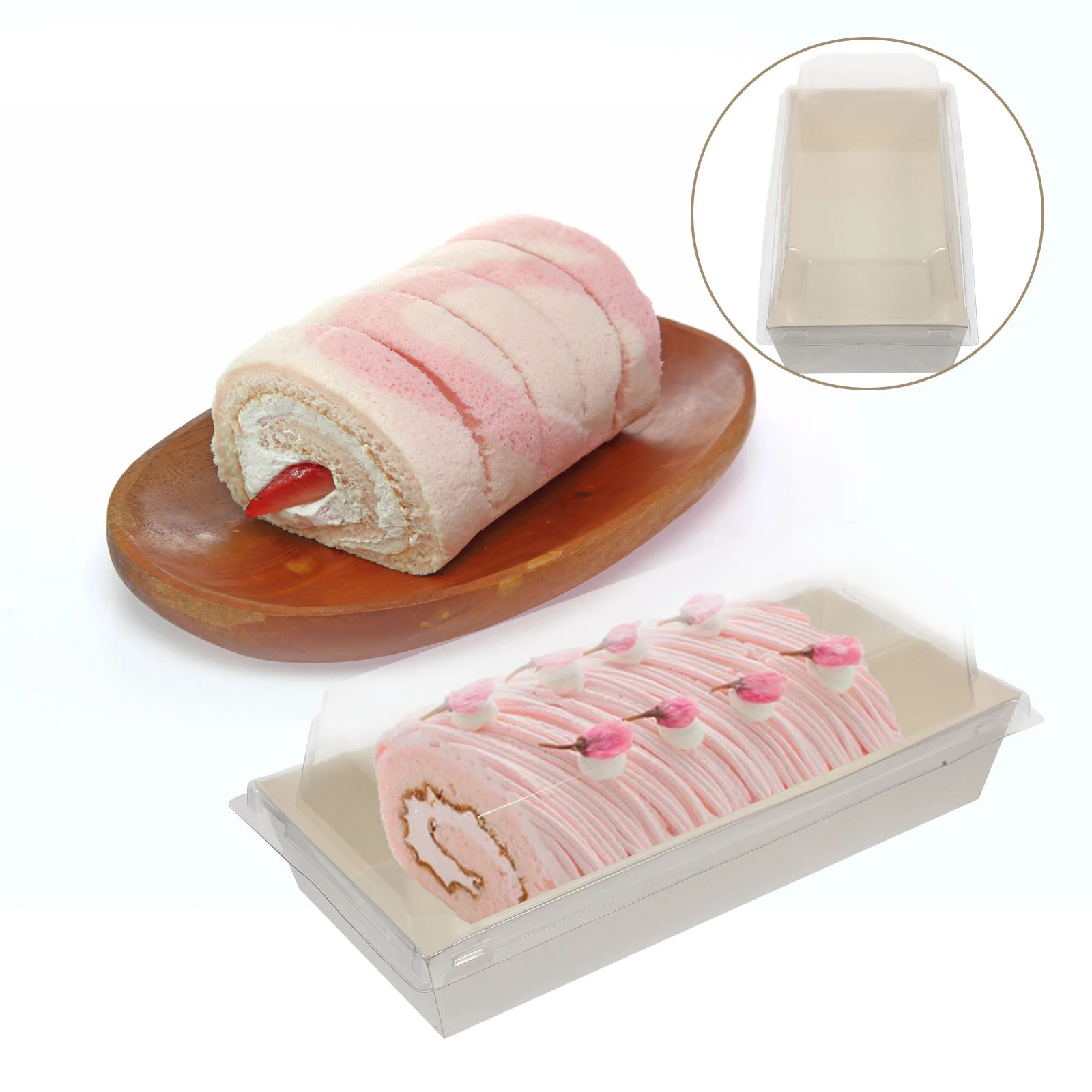 

50pcs Sandwich Paper Box with Lids Large Sushi Container Swiss Roll Container