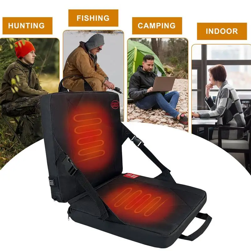 

Outdoor USB Electric Cushions Heated Stadium Seat Warm Chair Seat Foldable with Back Support 3 Levels Heating Bleacher Seats