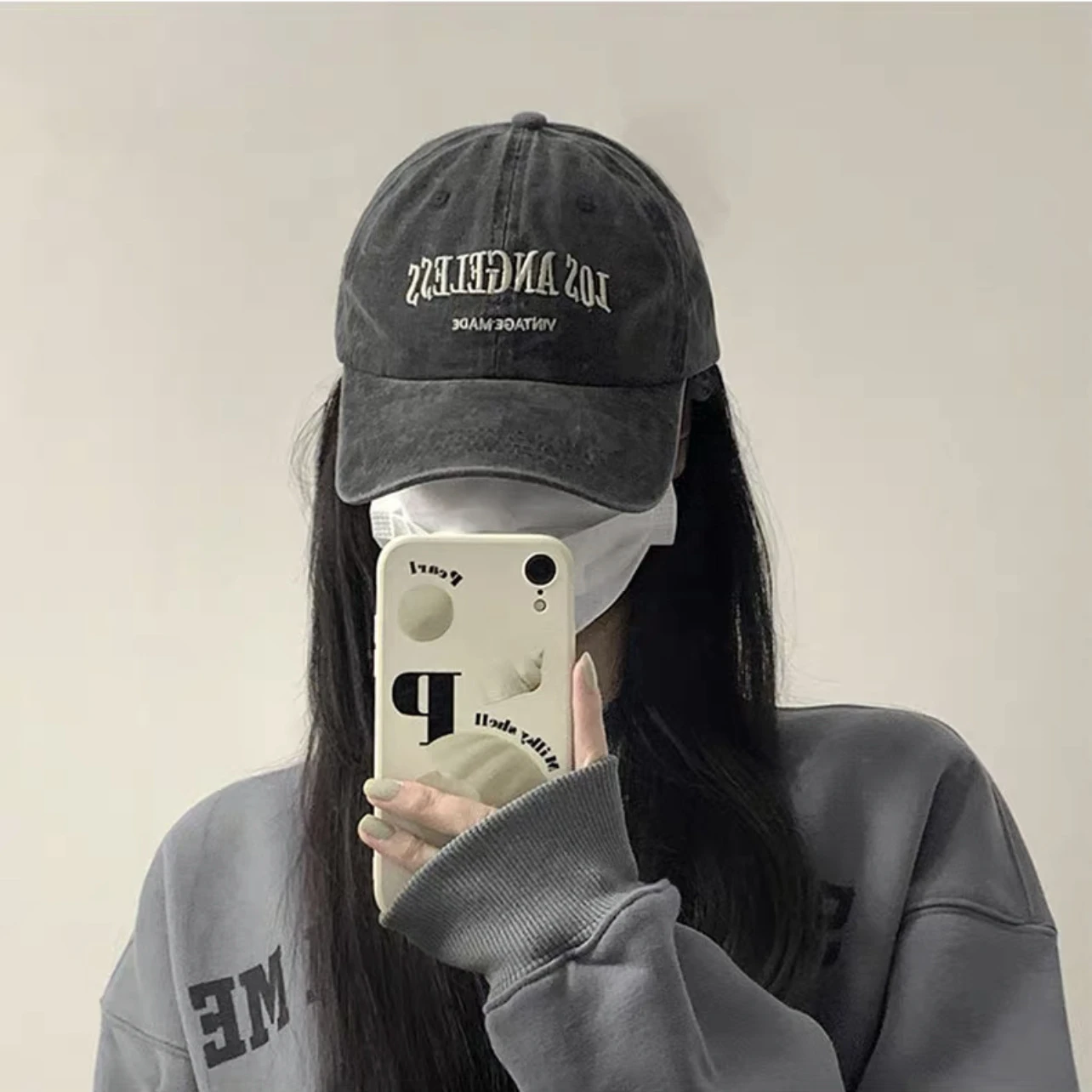 Shenbors Embroidered Baseball Cap 'Gigi' - Washed Black Cotton Dad Hat, Adjustable Strap, Unisex For Men & Women