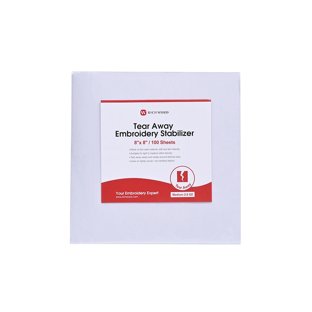 BAI Tear Away Embroidery Machine Stabilizer Pre Cut Non-woven Sheet Package 8x8in/10x12in Medium Weight Fabric Stabilizer