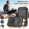 Orange Solar Power Bank 20000mAh Charging Portable Charger Phone External Battery with SOS Flashlight 2-USB Outdoor Power Bank