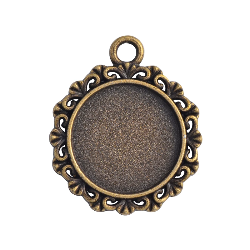 

10pcs/lot Hollow Vintage Pendant Cabochon Base Inner Size 20mm Tray Charms For Jewelry Making Diy Necklaces Resin Accessories