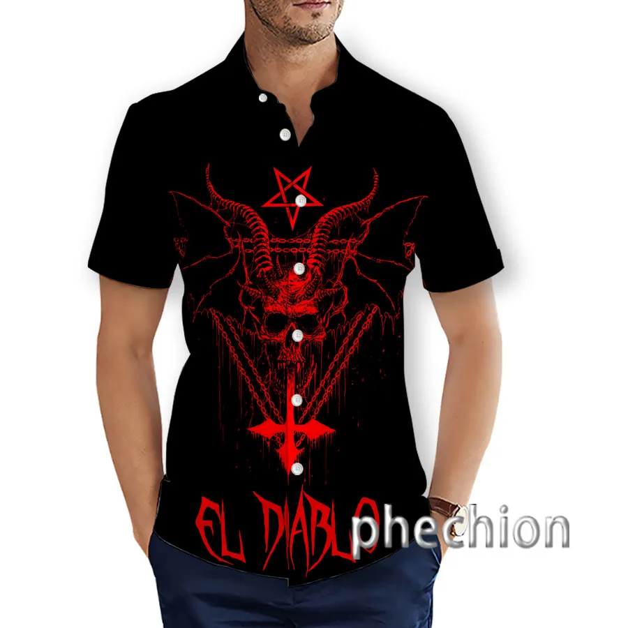 New Fashion Summer Hawaiian Satanic Skull Angel And Demon 3D Printed Mens Short Sleeve Beach Shirts T28 4