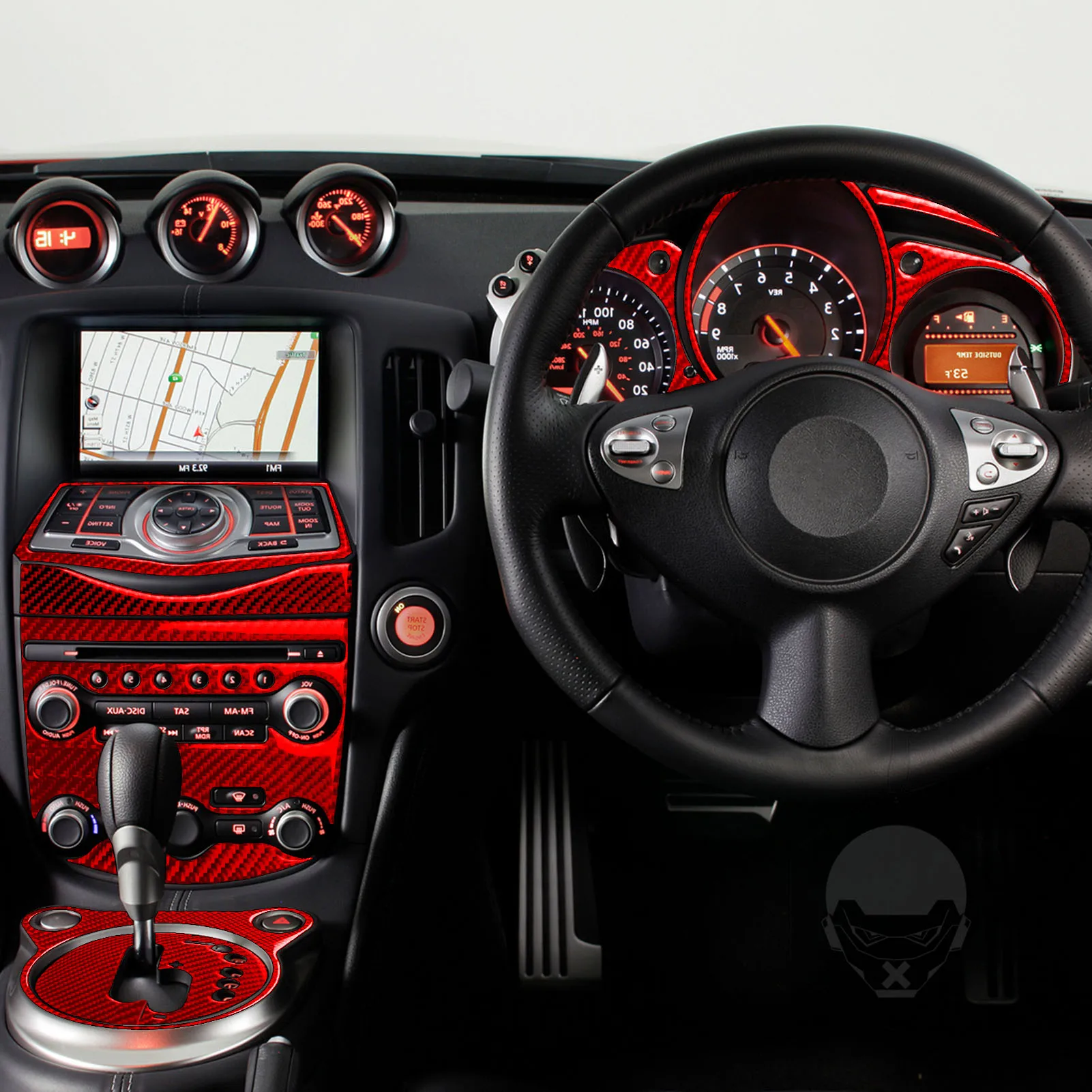 For NISSAN 370Z Z34 2009+ Central Control Gear Shift Knob Air Conditioning Navigation Lifting Real Carbon Fiber Sticker Trim