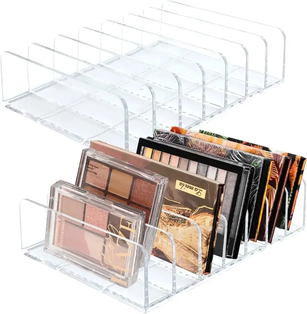 7-Compartment Transparent Makeup Organizer for Eyeshadow Palette and Cosmetics, Vanity Table and Bathroom Countertop Storage Box 3