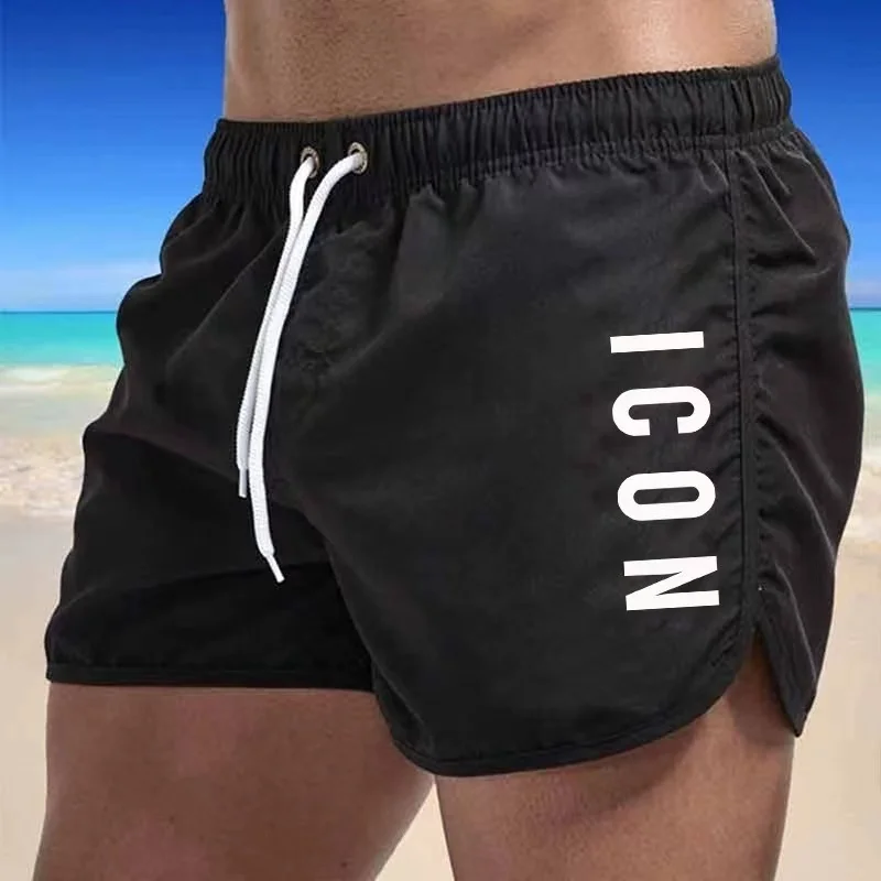 ICON 남성용 럭셔리 비치 바지, 속건성 체육관 조깅, 섹시한 반바지, 휴가 캐주얼 수영 트렁크, 여름 의류