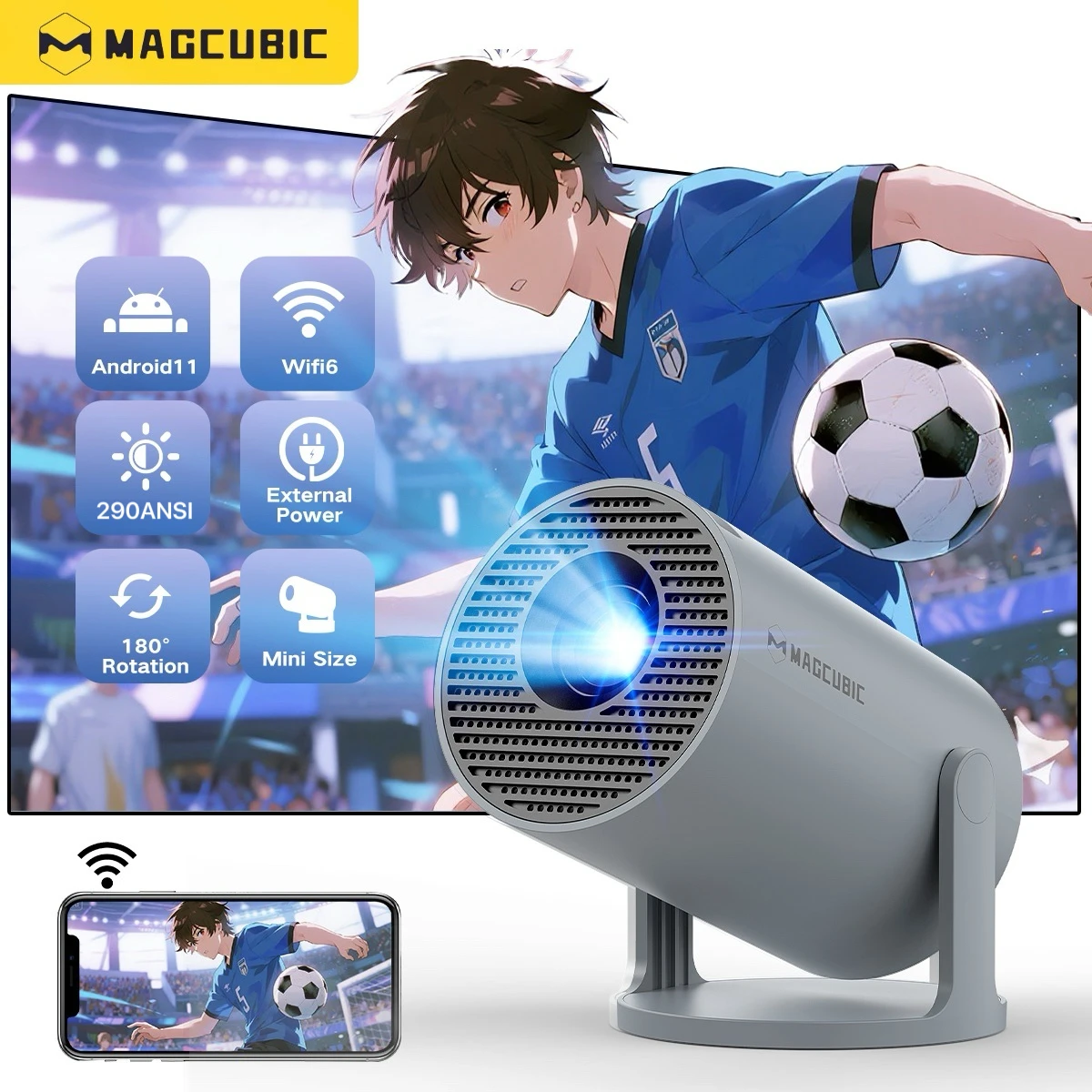 新品未開封Magcubic 4Kプロジェクター  Android 11 Magcubic プロジェクター 4K Android 11 HY300 プロ Wifi6