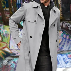 Oversize Windbreaker Men Korean Trend Mid Length Handsome Over Knee Coat British Autumn Winter Couple Elegant Cloak Coat