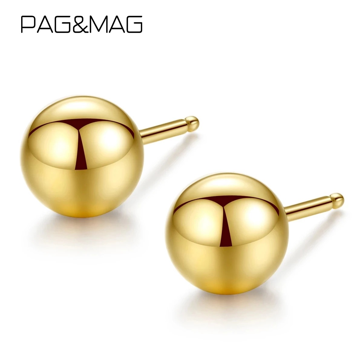Фото Женские массивные серьги-гвоздики PAG & MAG, 18 К, золото, с шариком из бисера, минимализм, серебро, золото №1
