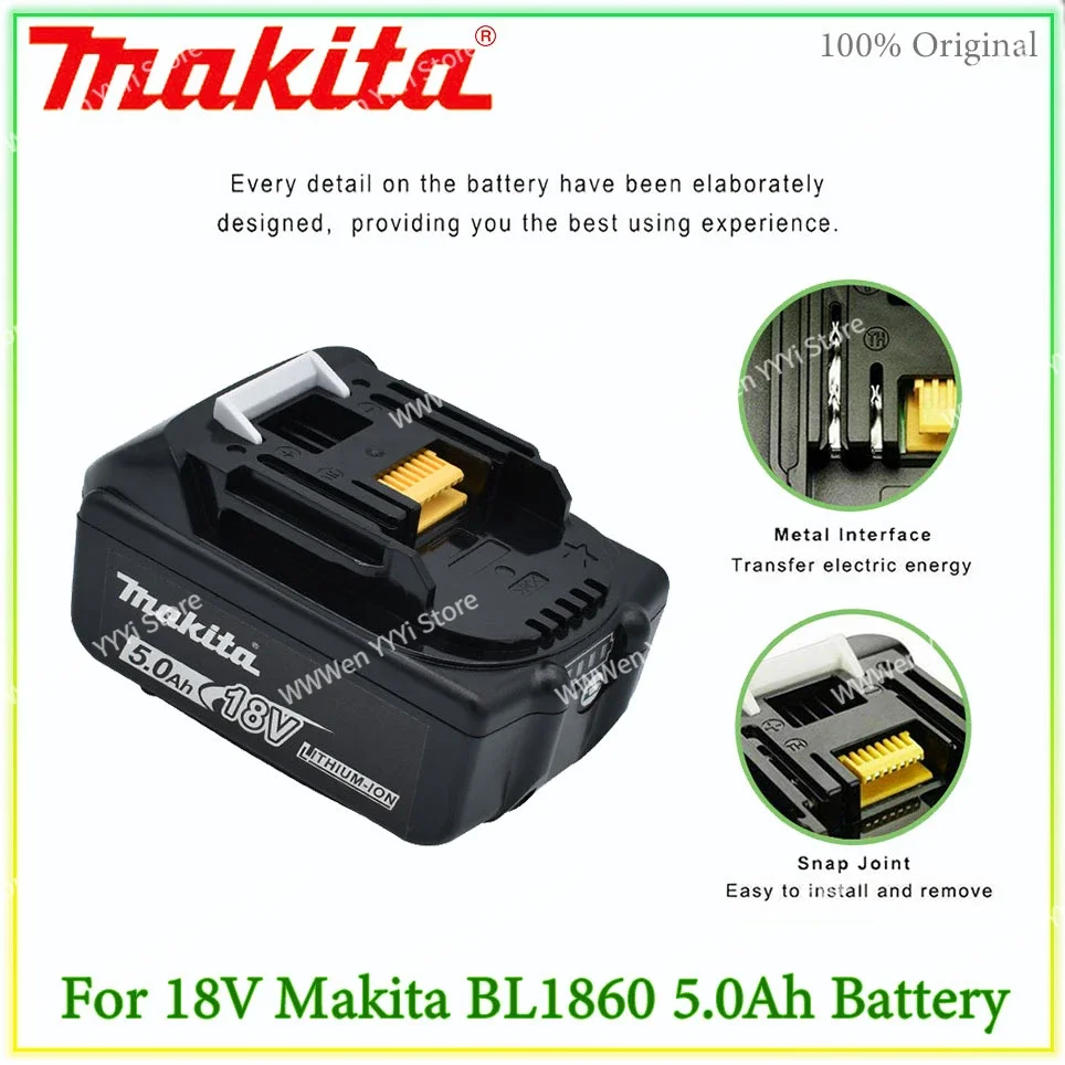 

18V 5.0Ah Makita Original With LED lithium ion replacement LXT BL1860B BL1860 BL1850 Makita rechargeable power tool battery 6AH