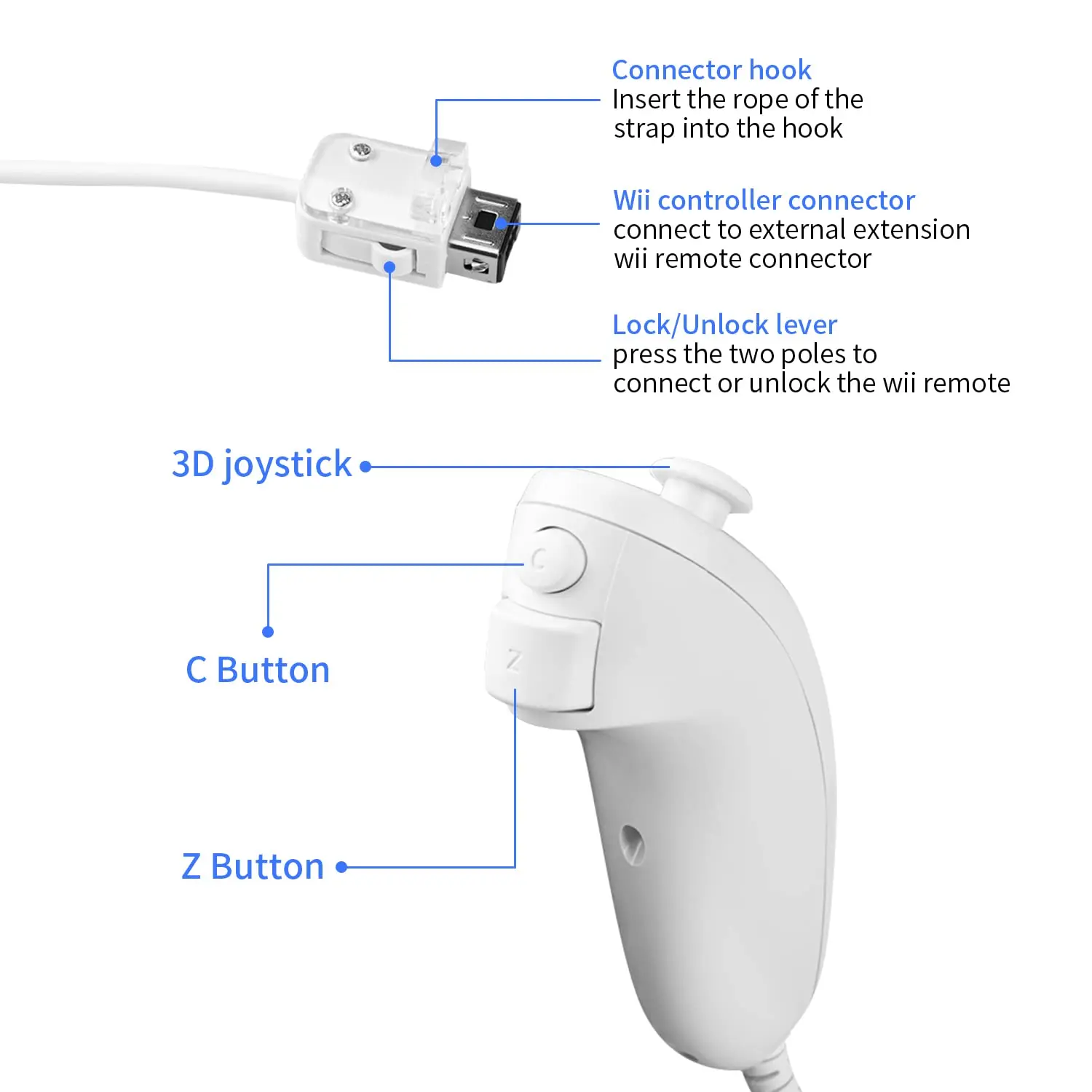 Wii Wii U Nunchuk  Ʈѷ  е,   ׼
