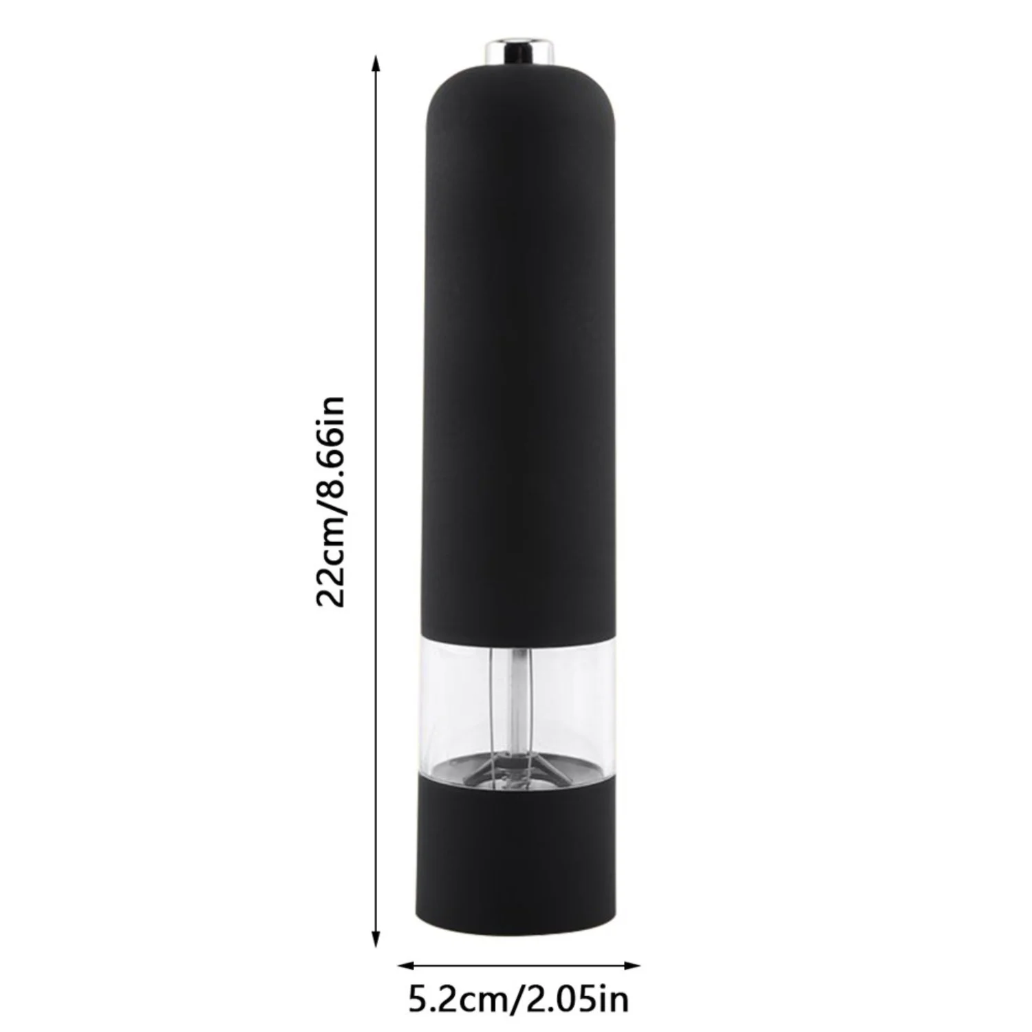 Salt Pepper Grinder Automatic Refillable 70ml Pepper Mill Battery Operated Stainless Steel Spice Mill Adjustable Coarseness One
