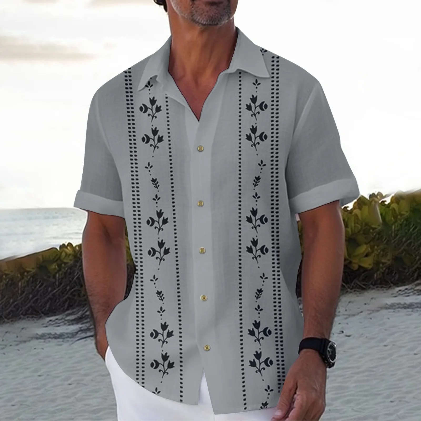 Simple Fashion Men's Shirt 3d Print Short Sleeved Shirts For Men Hawaiian Shirts Beach Casual Male Clothing 2024 New Lapel Shirt 6