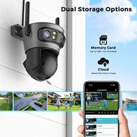 2 caméras de sécurité WiFi PTZ 15MP 8K 2.4G/5G à trois objectifs et trois écrans, caméra de surveillance extérieure avec détection humaine, application O-KAM PRO 5