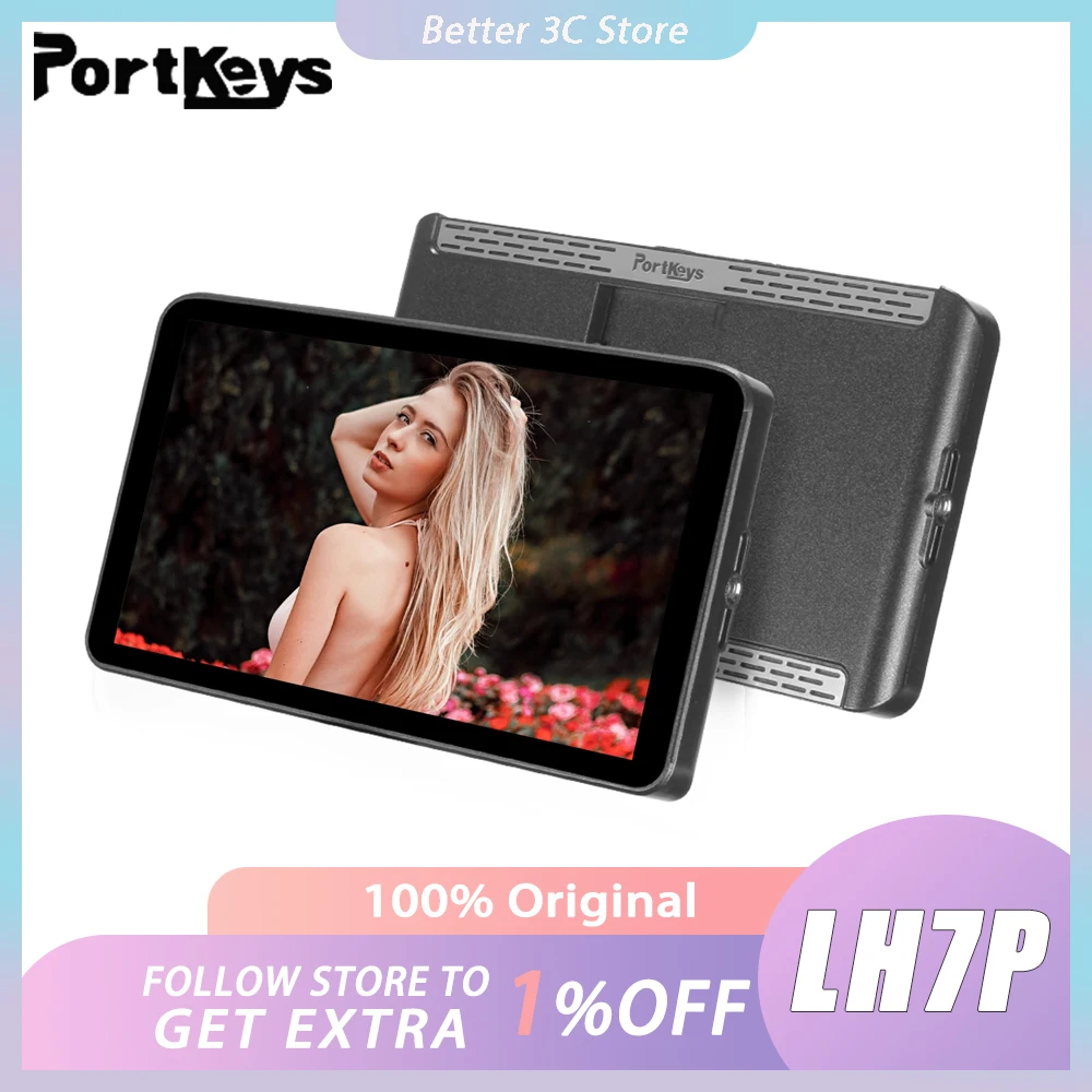 Monitor De Campo Portkeys HD7H De 7 Pulgadas, 1000 Nits, Entrada HDMI 4K, Pantalla Mate Antirreflejo Con Parasol, Para Cámaras DSLR Y Sin Espejo