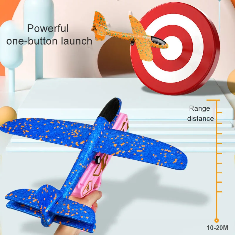 Blue COLORBABY Airplane Toy Bubble Catapult Plane Toy Airplane Outdoor Toys for Kids Outdoor Toy with 6 Pcs Glider Foam Plane One-Click Ejection Model Airplane Shooting Launcher Toys for Kids 