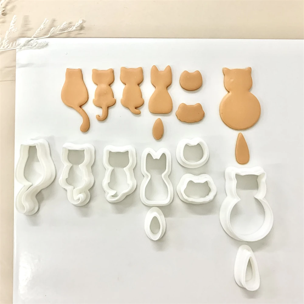 Cute Mini Cat Pattern Polymer Clay Cutter Kitty Shaped Pottery Clay Molds For DIY Earrings Jewelry Pendant Decoration Making