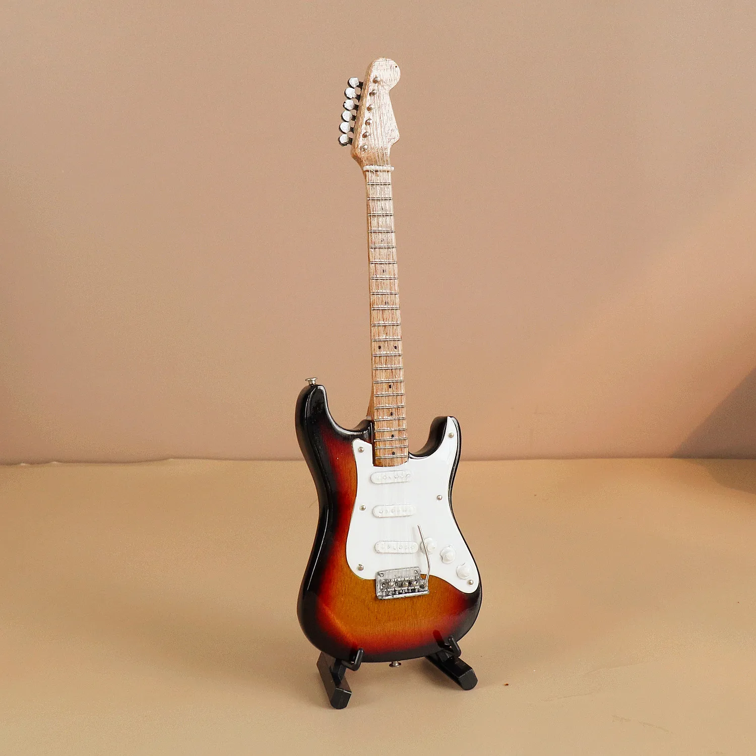 Guitare Miniature Décorative Avec Support - Modèle Détaillé En Bois De Tilleul - Idéal Pour Décoration Bureau Ou Cadeau