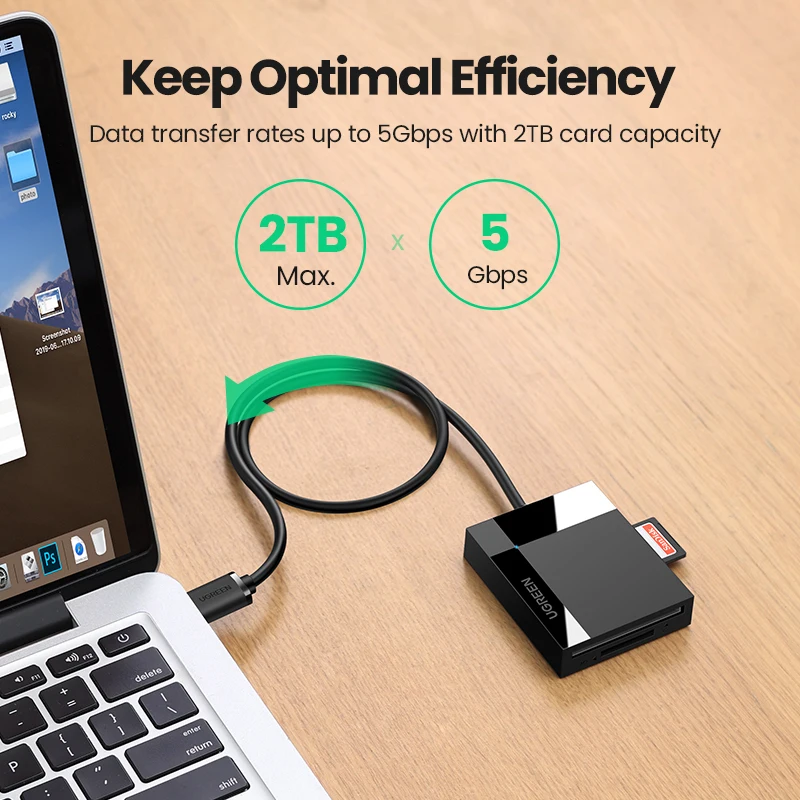 Ugreen Usb 3.0 Leitor de Cartão sd Micro sd tf cf ms Compacto Adaptador de Cartão Flash para Portátil Multi Leitor de Cartão em Leitor de Cartão Inteligente - Imagem 2