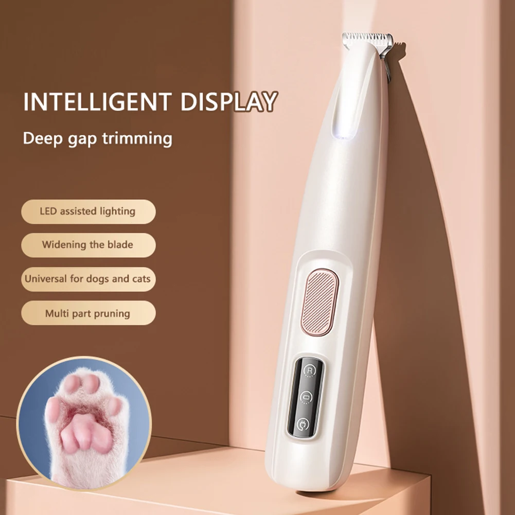 Pets Dog Paw Trimmer with LED Light Fully Waterproof Pet Hair Trimmer with Smart Display Cat Dog Grooming Clippers Pet Supplies