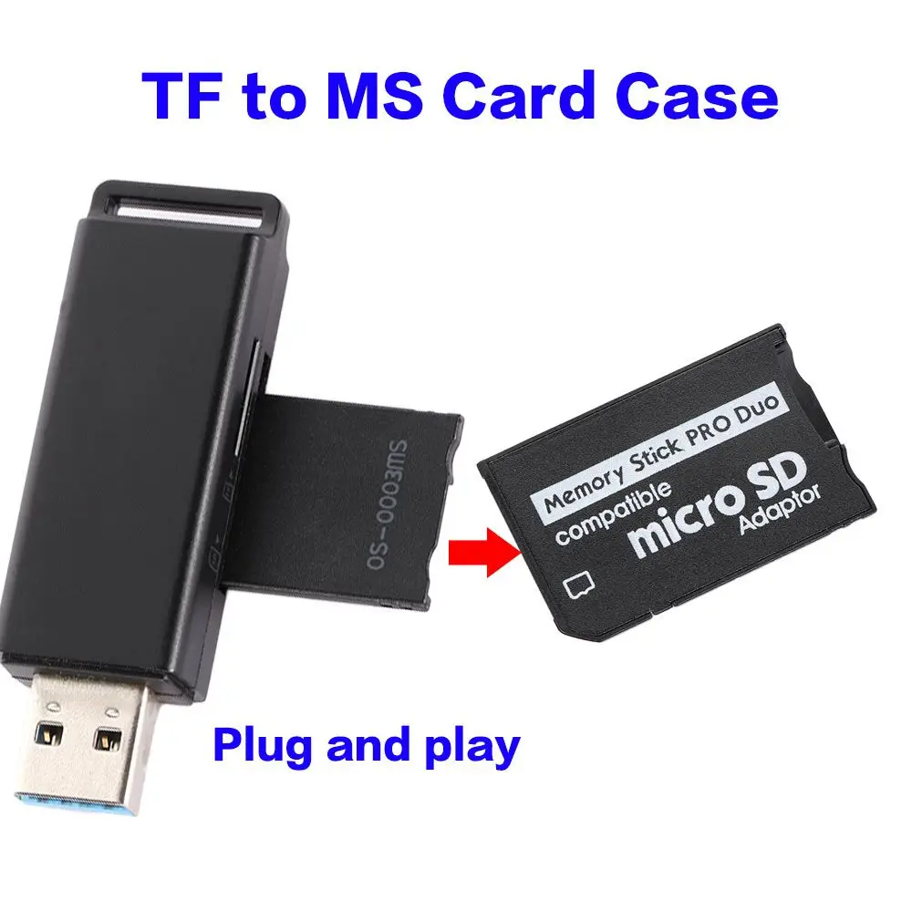 

TF To MS Card Memory Card Adapter Plug and Play Mini Memory Stick Adapter Replacement Parts Accessories for Pro Duo