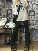 REDDACHiC Goth Lolita Black Pants Casual Flare Stacked Jeans Women Stretchy High Waist Trousers 2000s Y2K Grunge Emo Streetwear - Image 6