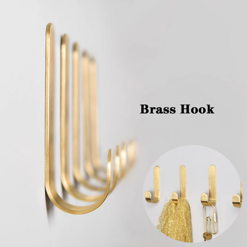 SelfAdhesiveBrassWallHooksBehinddoorKeyClothesHangerHook