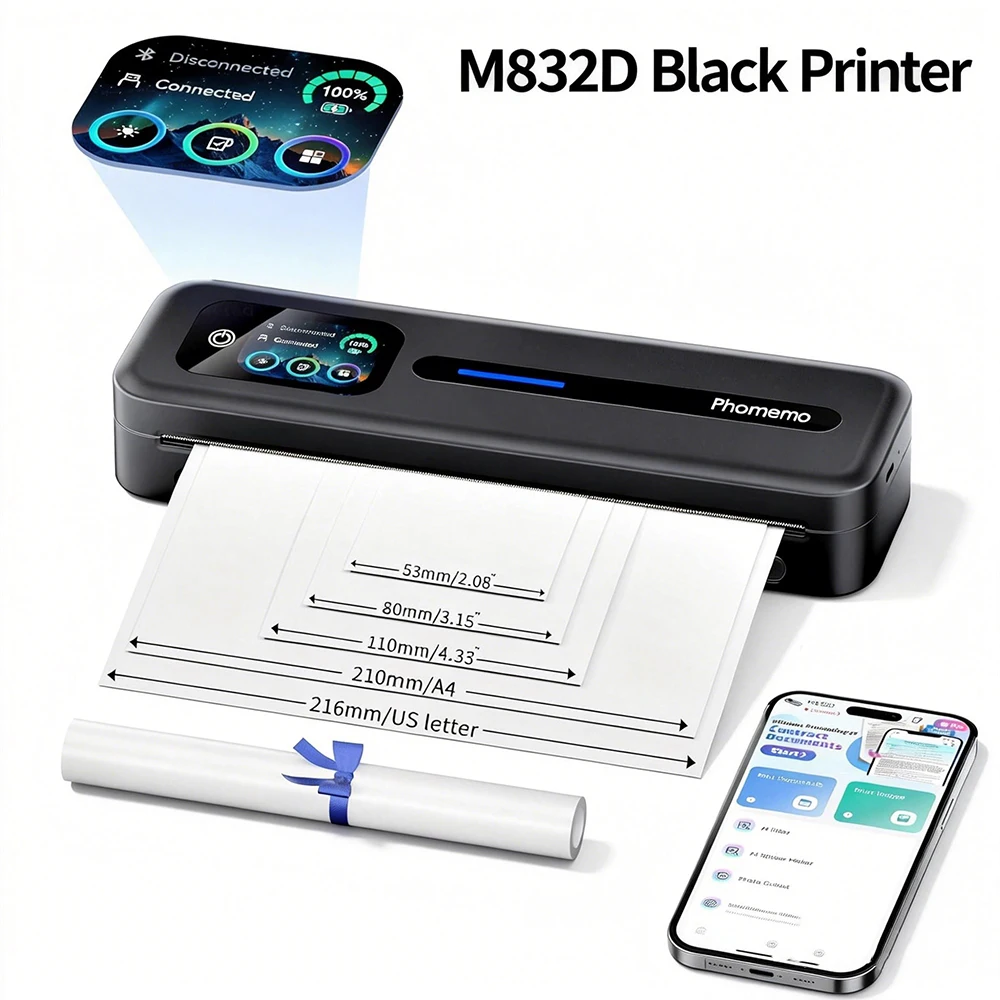Phomemo M832D Portable Touchscreen Thermal Printer A4 US Letter Android/PC