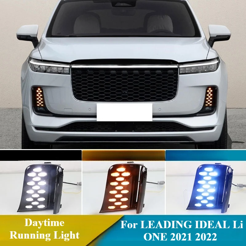 For LEADING IDEAL Li ONE 2021 2022 Led Daytime Running Light Front Fog Lamp DRL Dynamic Turn Signal Night Blue Driving Lights detail image 1
