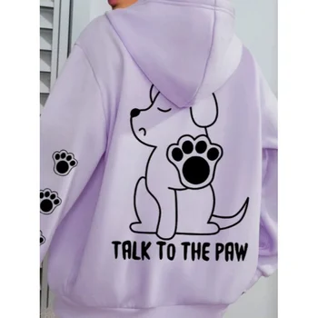 2025 الأوروبية والأمريكية الساخن بيع مطبوعة الكلب الحوار باو هوديي البلوز موضة الاتجاه بلوزة فضفاضة 4