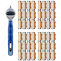 New fusion Shaver Cyclic replaceable Razor Blade 5 Layers Safety Manual Shaving Head Replacement Professional Shaver Blades 2