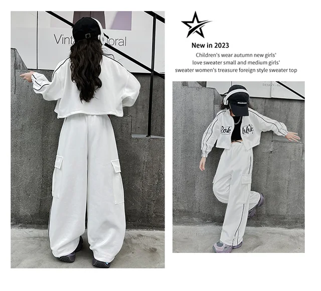 女の子のための派手なストリートウェアダンス服セット,ショート