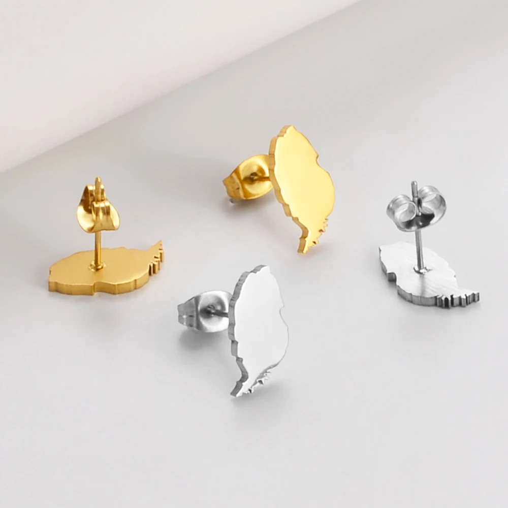 Anniyo Grenada Stud Earrings for Women Girls Stainless Steel Caribbean Sea Jewelry #322601 6