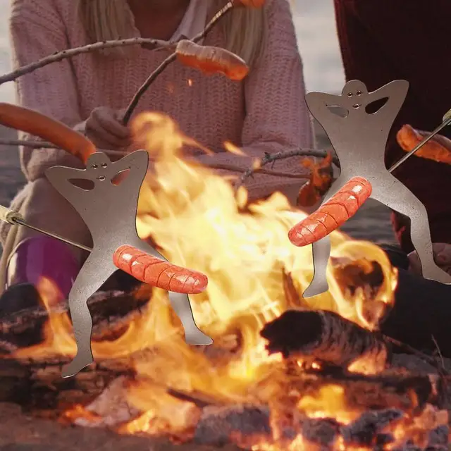 Vicces Rozsdamentes Acél Villa Barbecue Fa Fogantyúk Kreatív Férfiak Alakja Bot Villák Grilleszközök Kültéri - Image 4