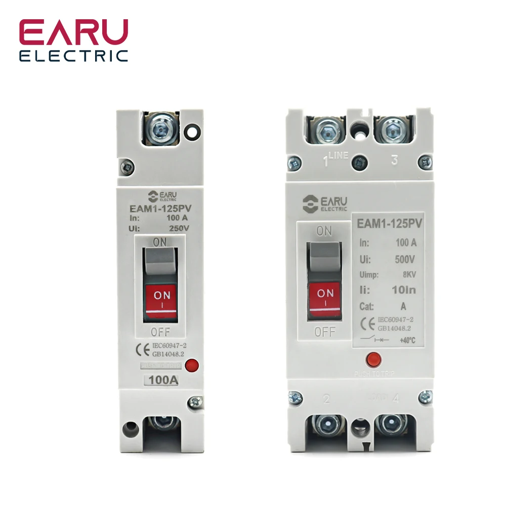 

DC 250V 500V DC Solar Molded Case Circuit Breaker MCCB Overload Protection Switch Protector for Solar Photovoltaic PV 100A 125A