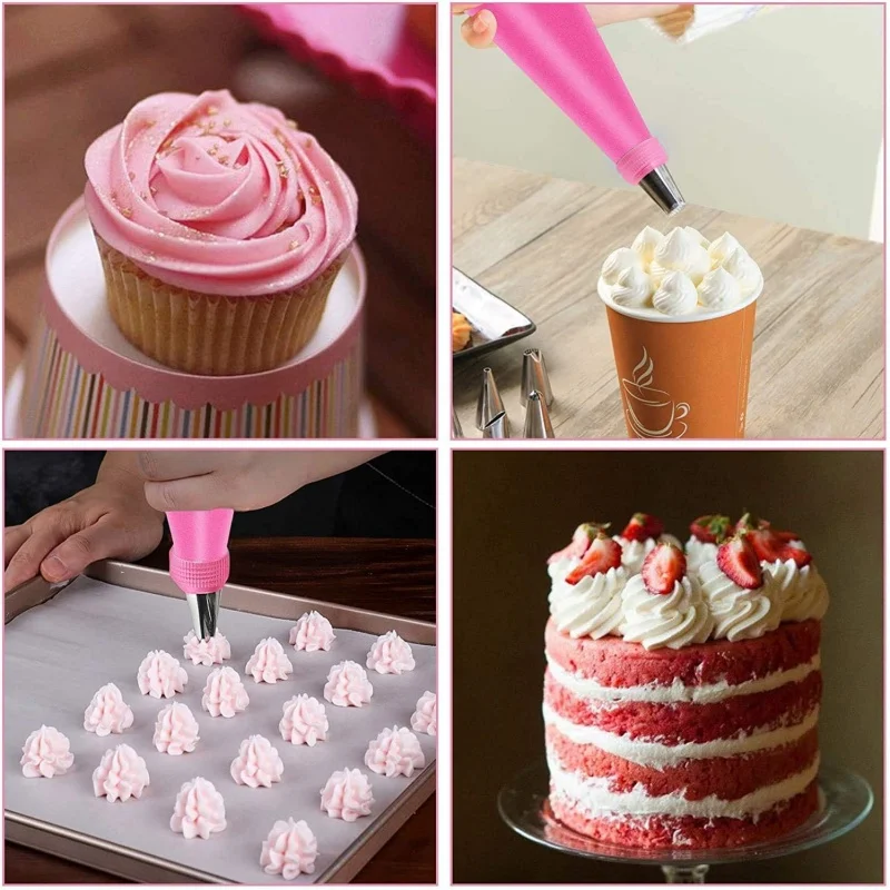 14/29 Pcs cake decorating tip set cake icing nozzles baking nozzle set cake decorating nozzle set pastry bag set Cream Nozzles Set Kitchen Bakery Cake Icing Piping Cream Cake Decorating Tools Accessories Reusable Pastry Bags