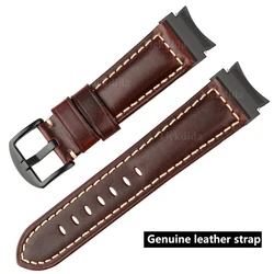 Premium Genuine Leather Quick Release Watch Strap - Elegant Accessory for Galaxy Watch 4 44mm (Deep brown Black)