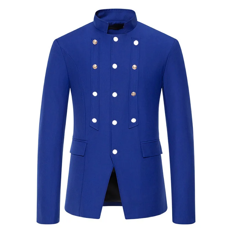 Men's Spring New Court Buckle Wedding Slim blazer Stand Collar Casual blazert European Size
