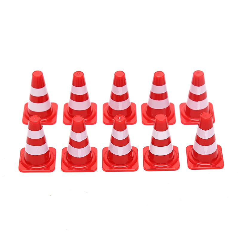 10pcs For Kids Construction Car Theme Party Mini PlasticTraffic Cones Sport Training Roadblock Mini Traffic Signs Roadblock Toy